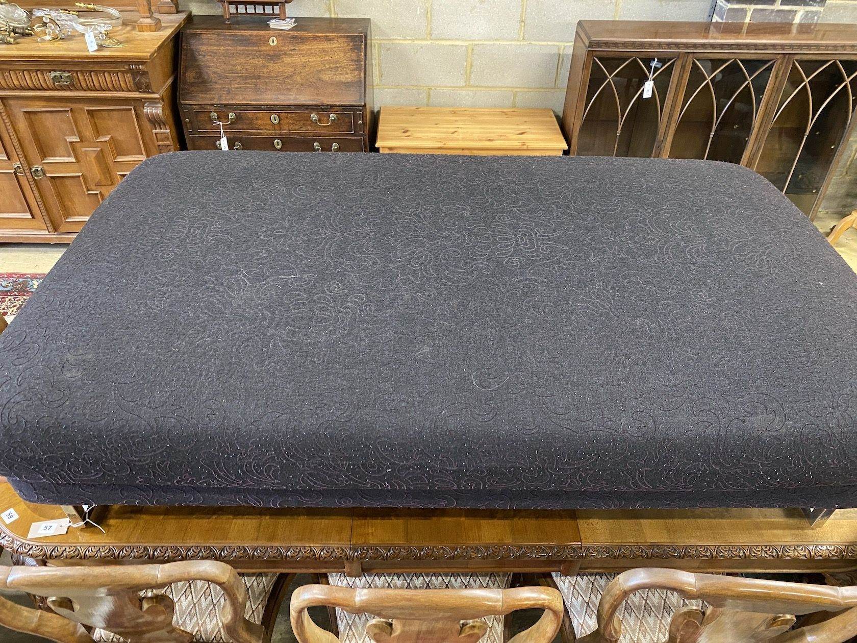 A large rectangular contemporary footstool in Andrew Martin fabric, length 158cm, depth 94cm, height 41cm